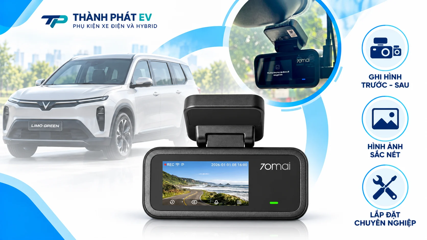 Camera Hành Trình 70mai A210 Cho Limo Green