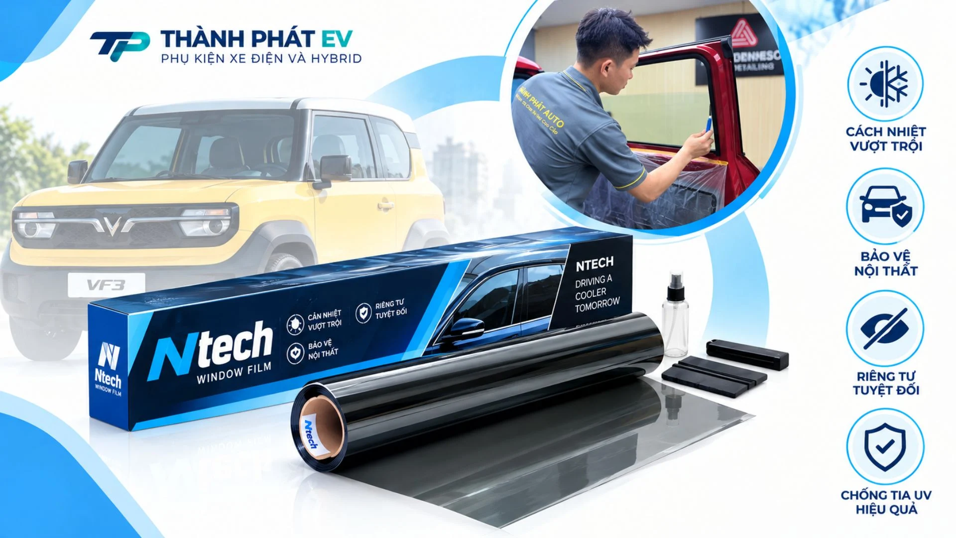 Phim Cách Nhiệt Ntech Cao Cấp Cho VF3